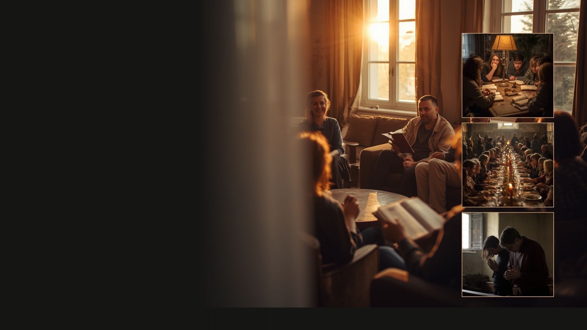 A group gathered for conversation and prayer